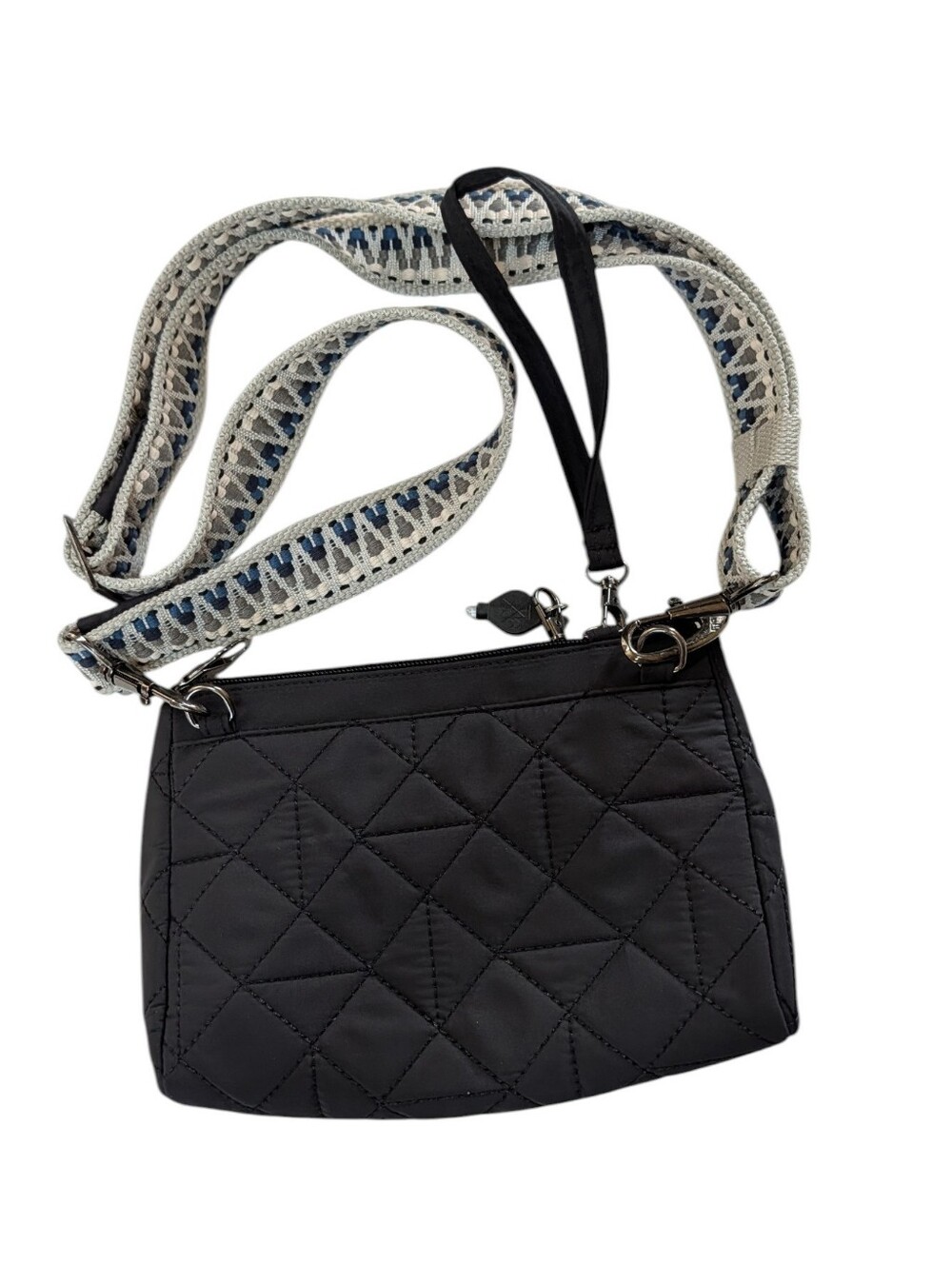 Travelon, Black Quilted Small Crossbody Purse. With Anti-theft Features